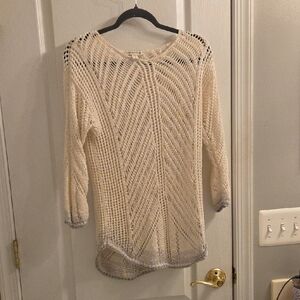 Coldwater Creek Cream and Gray Knit Sweater